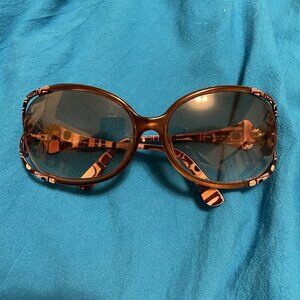Emilio Pucci Womens Oversized Brown Sunglasses With Gold Accents